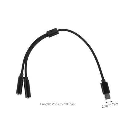 Ipetboom USB C to Headphone Mic Split Adapter with Dual Earphone Jack, 3.5mm Audio and Mic Splitter Cable, High-Fidelity Audio Input, Plug and Play, Plastic and Metal, for Immersive Gaming
