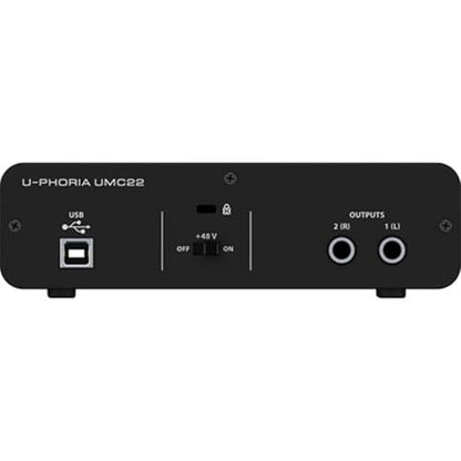 Behringer UMC22 Audiophile 2x2, 48 kHz USB Audio Interface with Midas Mic Preamplifier | For Recording Microphones and Instruments - size: Small