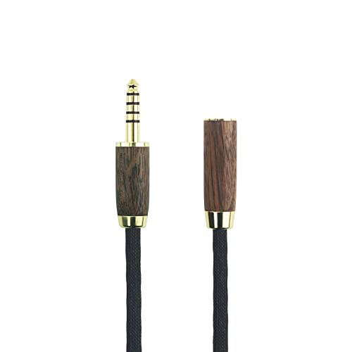NewFantasia 4.4mm Male to 4.4mm Female Balanced Headphone Audio Adapter Cable Extension Cord 6N OCC Copper Single Crystal Silver Plated Wire Walnut Wood Shell 1.5meters/4.9ft