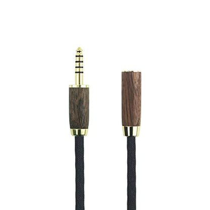 NewFantasia 4.4mm Male to 4.4mm Female Balanced Headphone Audio Adapter Cable Extension Cord 6N OCC Copper Single Crystal Silver Plated Wire Walnut Wood Shell 1.5meters/4.9ft