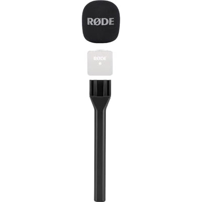 RØDE Wireless GO (Gen 3) 2-Person Compact Digital Wireless Microphone System/Recorder | 2.4 GHz, Stone Bundle with GO Handheld Mic Adapter + Lavalier Microphone + Furry Windscreen + Cloth (5 Items) - color: Stone
