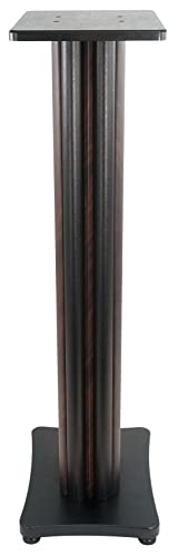 Rockville SS36D Dark Wood Grain 36" Solid Home Speaker Stands Pair, 100 Lbs | Solid MDF Wood, Not Hollow, Isolation Pads, Brass and Rubber Spikes, 2 Top Platform Sizes, No Sand Needed, Cable Management - color: Dark Wood