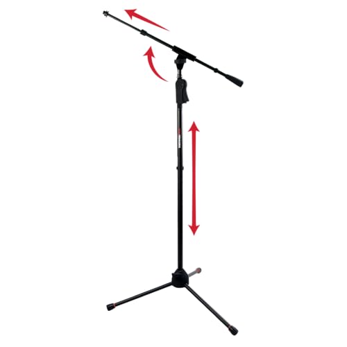 Gator Frameworks Deluxe Tripod Microphone Stand with Clutch Height Adjustment and Telescopic Boom Arm, (GFW-MIC-2120)
