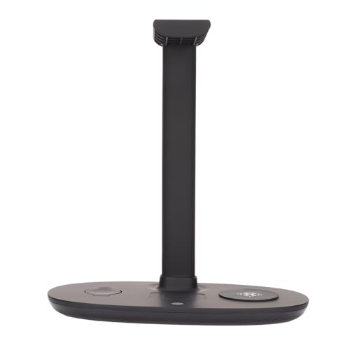 GOWENIC Wireless Charger Headphone Stand, 15W Fast Charge Detachable, Wireless Charger Dock Station for Office Gaming Desk, Headphone Charging Hanger for Gaming Headset Controller