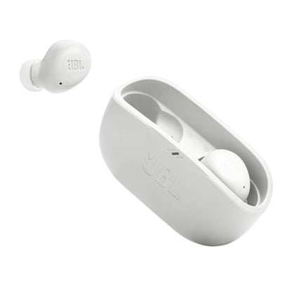 JBL Vibe Buds - True Wireless Earbuds - White | JBL Deep Bass Sound, Comfortable fit, Up to 32h (8h buds + 24h case) with speed charging - color: White
