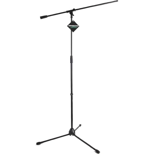 Microphone Boom Arm Stand Combo, Black, Performance Plus (MSB1) | Portable, Folding Tripod, Microphone Stand and Boom Arm
