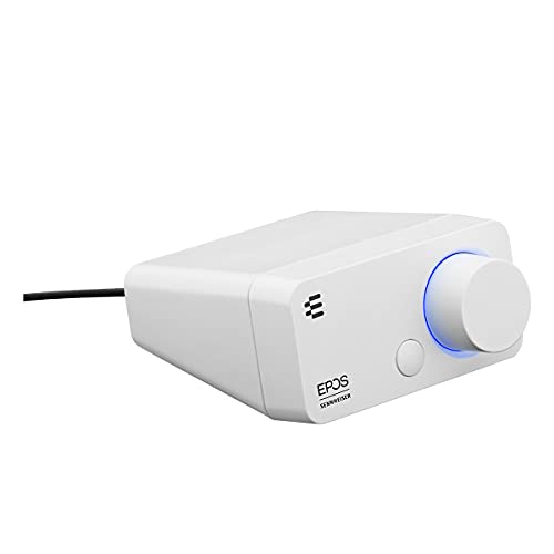 EPOS GSX 300 - External Computer Sound Card - High-Resolution Stereo & 7.1 Surround Sound - LED Volume Dial; Customizable Smart Button - Windows 10 Synchronized - Snow Edition - color: White