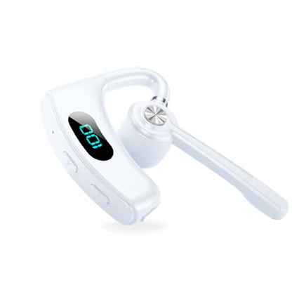 VBESTLIFE Bluetooth Headset, Bluetooth Earpiece, Noise Reduction Single Ear Earphones for Cell Phone, Laptop, Driver Trucker (White) - color: White