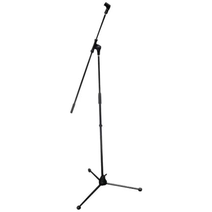Pyle Foldable Tripod Microphone Stand - Universal Mic Mount and Height Adjustable from 37.5'' to 65.0'' Inch High w/ Extending Telescoping Boom Arm Up to 28.0'' - Knob Tension Lock Mechanism PMKS3