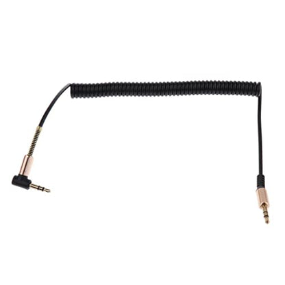 3.5mm Aux Cable Cord Coiled Headphone Cable 3.5mm Aux Extension Stereo Audio Cord Copper Right Angle Suitable for Portable Device Speaker, Black