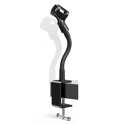 KC32 6-Inch Gooseneck Mic Stand, Heavy-Duty Desk Clamp for Podium | Flexible Arm Microphone Holder, Lectern Mount, 5/8-27 Thread, 3/8-16 Adapter, Mic Clip, Podcast, Pulpit, Studio, 4 lb Load - size: 6-INCH