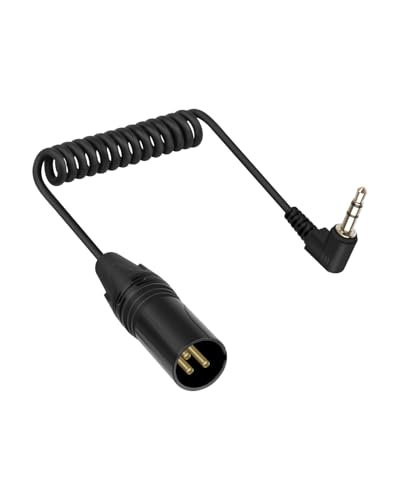 3.5mm to XLR Coiled Cable, Right Angle 1/8 Inch Mini Jack TRS Stereo Male to3 Pin XLR Male Microphone Audio Cord Adapter for MP3 Players,Laptops,Speakers（50CM/1.65FT） - style: male to male
