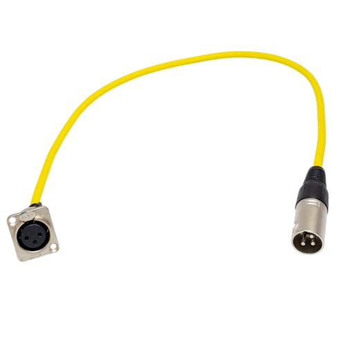 2ft Pigtail: XLR Female Panel Mount to XLR Male Plug (Yellow) - color: Yellow