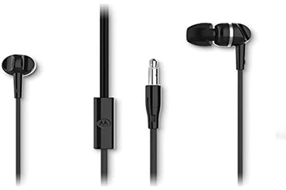 Motorola Wired Earbuds with Microphone - Earbuds 105 Corded in-Ear Headphones, Control Button for Calls/Music, Comfortable Lightweight Easy-Grip Ear Buds, Clear Bass Sound, Noise Isolation - Black