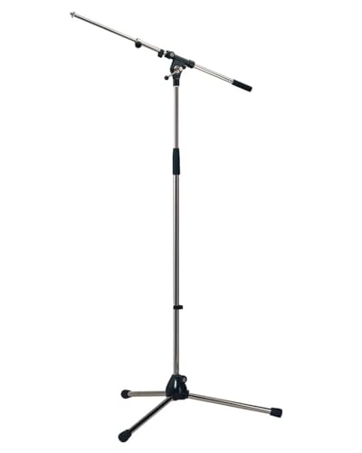 K&M König & Meyer 21090.500.02 Tripod Microphone Stand | Adjustable Telescoping 2-Piece Boom Arm | Professional Grade | Heavy Duty with Folding Leg Base | German Made Chrome - color: Chrome, style: Tall (35"-63")