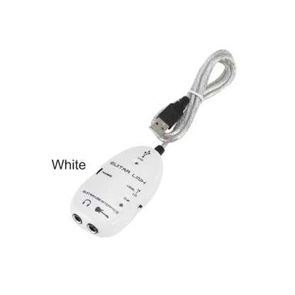 Walfront Guitar USB Audio Interface Adapter Recorder for PC with Stereo Headphone Output USB Powered for Monitoring with Active Monitor Speakers (White)