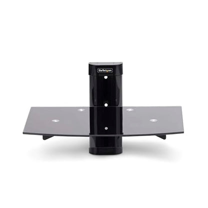 StarTech Floating Wall-Mounted AV Shelf, Tempered Glass Shelf | Adjustable Height Shelf For Under TV AV Equipment, 1B-WALL-MOUNT-SHELF - style: Single
