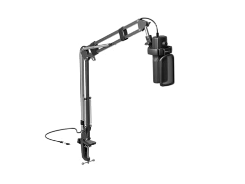 Genesis Radium 251 USB Gaming Microphone with 5 Arm - Condenser, 192kHz/24bit, RGB Illumination, Pop Filter, Gain Dimmer, Silent Button, Real-Time Monitoring, Plug & Play for PC - style: Radium 251 Black