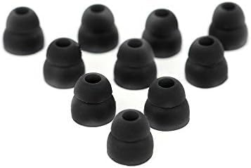 5 Pair Double Flange Earbud Headphones Replacement Silicone Ear Tips for Skullcandy, Panasonic, LG, Powerbeats, Symphonized, iFrogz, Mpow, (Black) - color: Black