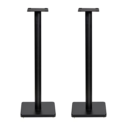Fluance Floor Speaker Stands for Surround Sound and Bookshelf Speakers with Solid Construction, Adjustable Floor Spikes, Rubber Isolation Feet, Cable Management, Square Base - Matte Black/Pair (SS05S) - style: Matte Black - Square Base