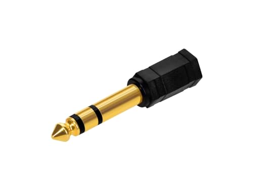 Monoprice 6.35mm (1/4 Inch) Male TRS Stereo Plug to 3.5mm (1/8 Inch) Female TRS Stereo Jack Adapter, Gold Plated, Black