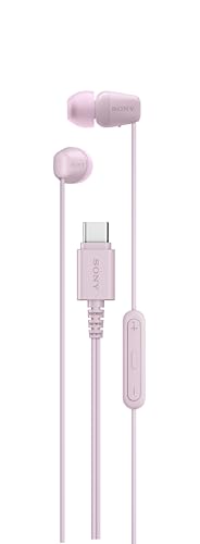 Sony IER-EX15C USB-C Plug, Wired in-Ear Headphones with Mic, Pink | For iPhone and Android Phones, Built-in Multi-Function Button, Volume and Mic Control, Supports USB Audio Class 1.0 Devices - color: Pink, style: USB-C, Mic