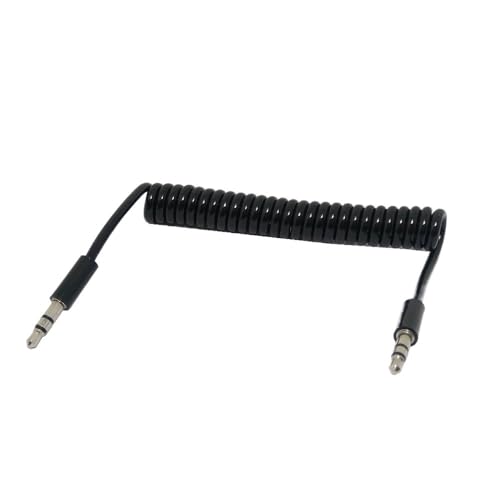 Plug to Plug Headphones Ja-ck Audio Cable Black 3/10TF 4-Pole Spring Coiled 3.5mm Aux Cable W/Mic Audio Auxiliary Cable(0.5M,Male-Femae) - color: Male-Femae, size: 0.5M