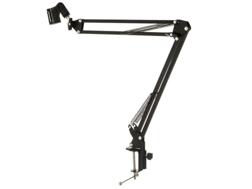 StreamEye Boom Arm Mic Stand with Desktop Mount, Detachable Clip, Professional Grade XLR Cable, Microphone Pop Filter and Cable Ties