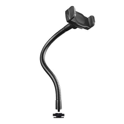 KHC1417 Phone Holder for Ring Light, 13-Inch Gooseneck, Hot Shoe Mount | Ring Light Phone Mount, Camera Hot Shoe Phone Holder, 1/4-20 Tripod Mount, 13-Inch Gooseneck, Cell Phone Clamp - size: 13" with Hot Shoe