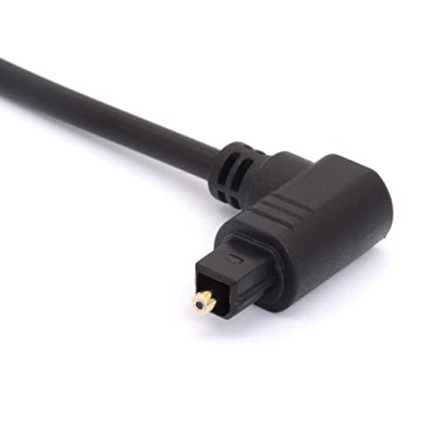 Optical Fiber Cable, 90 Degree Right Angle Digital Audio Toslink Cable | 24 Gold-Plated Optical Audio Cable for AV Receiver Sound Bar,Smart TV,Xbox,PS4,Blu-Ray Players (1 Meter / 3.3 FT) - size: 1 Meter / 3.3 FT