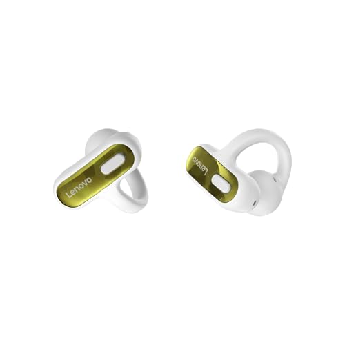 Lenovo Open Ear Clip On Earbuds X500 Bluetooth 6.0 Wireless Earbuds with 11 mm Drivers, Open Ear Ergonomic Design, Dual Device Connectivity, Built in Mic, Fast Charge, White - color: White
