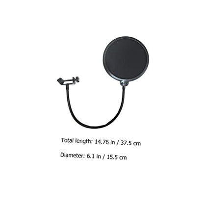 Microphone Pop Filter Windscreen Filter for Vocal Mic Double- Swivel Mount and Clamp