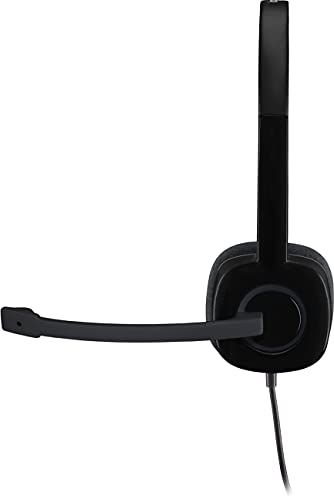 Logitech 3.5 mm Analog Stereo Headset H151 with Boom Microphone (981-000587) Plus Bonus USB Extenders