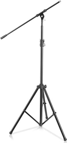Pyle Heavy Duty Microphone Stand-Height Adjustable from 51.2'' to 78.75'' Inch High w/Extendable Telescoping Boom Arm 29.5'' and Stable Tripod Base-Clutch in T-Bar Adjustment Point PMKS56 - size: 1 Pack