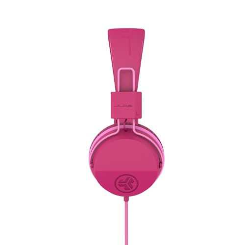 JLab, JBuddies Studio, Kids Wired on-Ear Headphones, Bundle with USB-C Adapter, Volume limiting, Foldable, Dark Pink - color: Dark Pink, size: Bundles