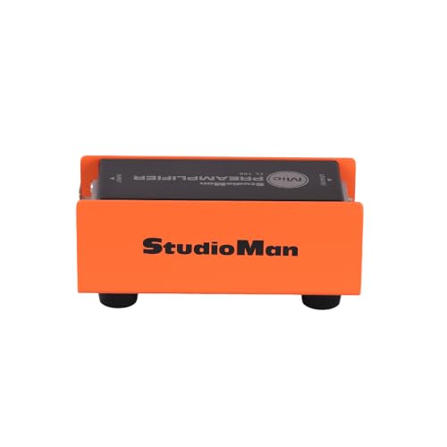 StudioMan CL-100 XLR Preamp for Dynamic Microphones,25dB Gain, Low-Noise Amplifier,Compact Metal Housing, XLR I/O,Orange/Black, Phantom Power Compatible