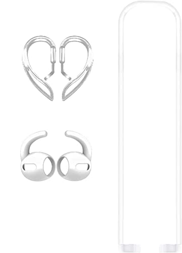 JNSA [Never Lose Your Air Pods Pro] Anti Slip Set, Sport Ear Hook Compatible with Air Pods Pro + Air Pods Pro Earbuds Ear Hooks Cover + Strap Compatible with Air Pods Pro [3in1] (White) - color: White