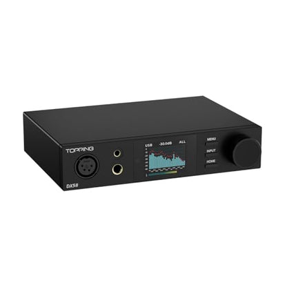 Topping DX5 II Fully Balanced DAC Headphone Amplifier 7600mW, ES9039Q2M x 2 Chip DSD512 768kHz DAC Amp Combo, USB/Optical/Coaxial/Bluetooth to RCA/XLR Line/6.35mm/4.4mm/4-pin XLR Earphone Amps (Black) - color: Black