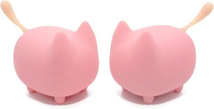 gingo Portable Bluetooth Speaker, Mini Wireless Speakers with Clarity Stereo, Built-in Mic, Super Bass, Powerful Rich Room-Filling Sound, Cute Pet Mini Bluetooth Speaker for Kids (Pink*2) | Cat-shaped silicone tail, 40H playtime, TWS pairing, hands-free m