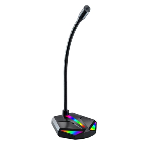 USB Microphone Adjustable Home Audio PC Equipment with RGB Light | Desktop Microphone for Recording Games Chatting Home Studio Broadcast Podcasting