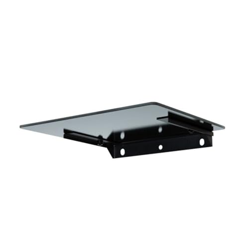 Single Glass AV Shelf Wall Mount – Tempered Glass, Supports 22 lbs – Low Profile Floating Shelf for Cable Box, Router, DVR, DVD Player, Media Devices – Secure Screw Mount Design