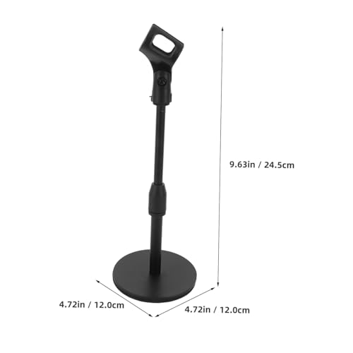 Abaodam Adjustable Desk Mic Holder with Metal round Base, Height Adjustable Microphone Stand for Podcast Recording and Home Use, Space-saving Design, Stable Desktop Mic Stand for Dynamic