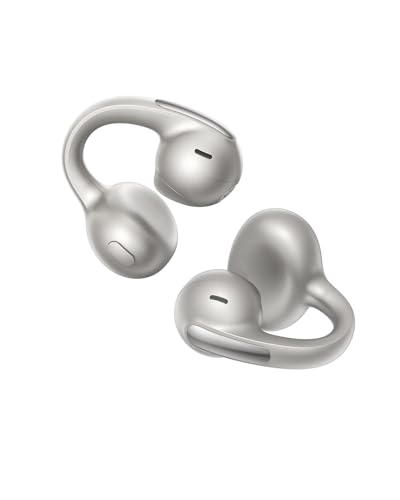 Baseus Bowie MC1 Pro Open Ear Clip-On Headphones, Hi-Res LDAC & HiFi4 Acoustic Sound, 5g Ultra-Lightweight Comfort, SuperBass 2.0, DNN 4-Mic AI Clear Calls, IP67 Waterproof, Bluetooth 6.0 (Titanium) - color: Titanium