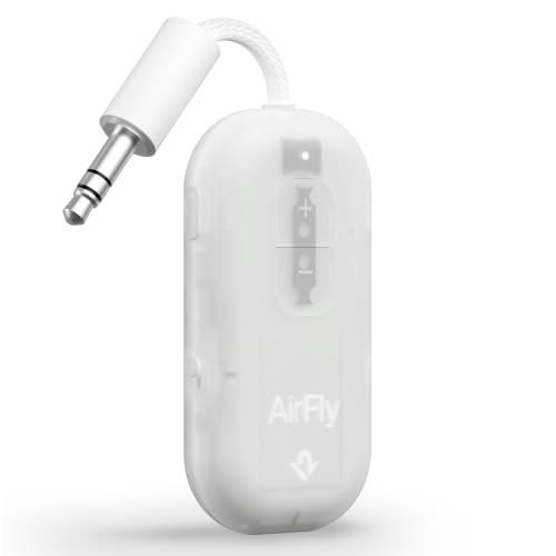 Twelve South AirFly Pro 2, Bluetooth Adapter, Pair 2 AirPods, Glacial White | Pair 2 AirPods or Wireless Headphones – 3.5mm AUX Bluetooth Transmitter and Receiver for Cars, Boats, Treadmills, TVs & More - color: Glacial White, style: AirFly Pro 2