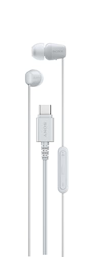 Sony IER-EX15C USB-C Plug, Wired in-Ear Headphones with Mic, White | For iPhone and Android Phones, Built-in Multi-Function Button, Volume and Mic Control, Supports USB Audio Class 1.0 Devices - color: White, style: USB-C, Mic