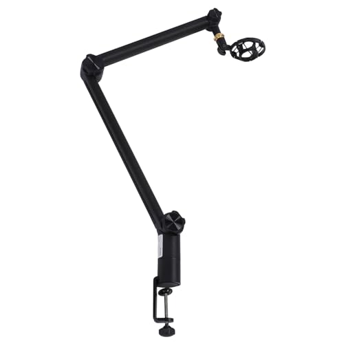 Zerone Adjustable Microphone Boom Arm Stand,Full 360 Degrees Rotation Mic Suspension Boom Arm Stand,Cable Management Channels, 3/8 to 5/8 Screw Adapter, Ideal for Podcast Streaming,