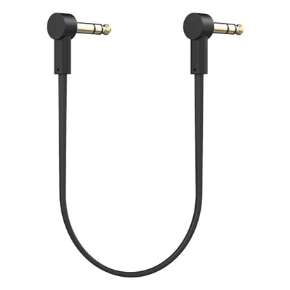 1/4" Stereo TRS Flat Patch Cables - 18" Ultra-Thin, Right Angle | Low Profile, Gold Plated, Braided Shielding, Maximize Pedalboard Space, Eliminate Noise, Connect Guitar Effects Pedals - size: 18 Inches
