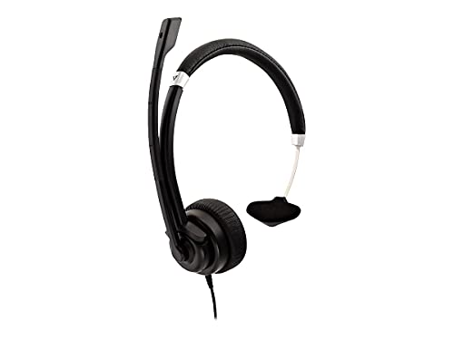 V7 Deluxe Mono Headset, USB, Boom Mic, Adjustable Headband for PC, Mac, Laptop Computer, Chromebook, Black