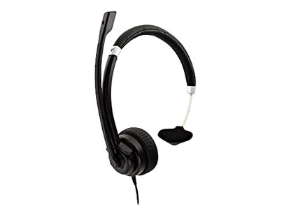 V7 Deluxe Mono Headset, USB, Boom Mic, Adjustable Headband for PC, Mac, Laptop Computer, Chromebook, Black