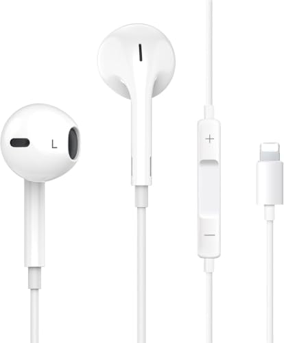 Sundix Wired Headphones Earbuds Built-in Microphone & Volume Control-1Pack | Noise Canceling Isolating, Headphones for iPhone 14/13/12/11/SE/X/XR/XS/8/7
